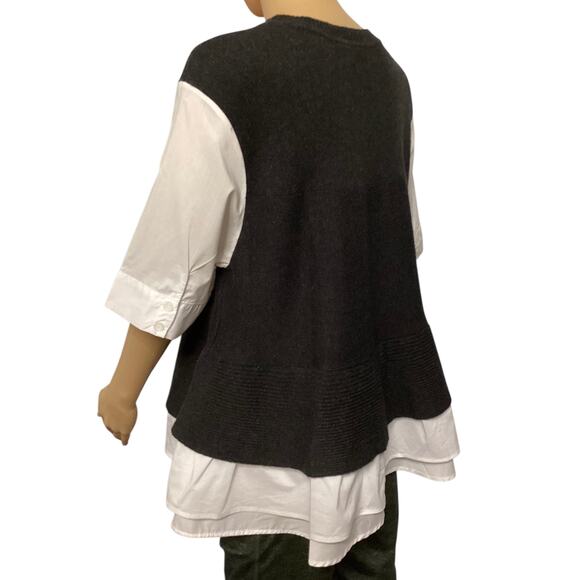 Moth By Anthropologie wool blend Layered 3/4 white sleeve Sweater XL grey - Picture 2 of 5